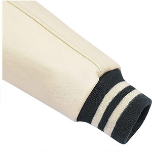 Vestes universitaires en cuir et laine unisexes décontractées pour hommes, couleur rouge automne et noir - Product Image 4