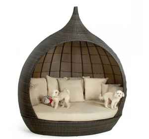 เตียงอาบแดดกลางแจ้ง เฟอร์นิเจอร์เดย์เบดสำหรับสวน โรงแรม ชายหาด ทำจากไม้สัก พร้อมหลังคาคลุมและเบาะนุ่มสบาย - Product Image 3