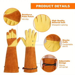 Guantes de Soldadura Industriales de Cuero Reforzado con Doble Palma Resistentes al Calor para Soldadura TIG/MIG - Product Image 4