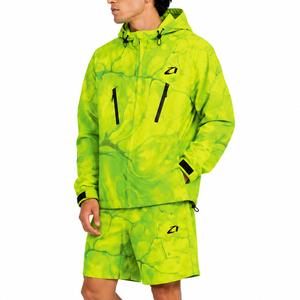 Nouveaux ensembles de sweats à capuche et coupe-vent pour hommes avec imprimé marbré néon personnalisé, et shorts, vêtements de sport légers pour l'extérieur, fourniture OEM en gros - Product Image 3