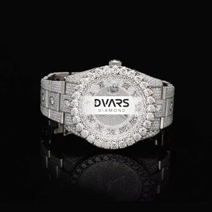 Reloj de Pulsera de Lujo con Cuarzo, Aleación, Cristal con Incrustaciones de Diamantes Moissanite Color D VVS1, Esfera con Agujas, 20mm, Unisex, Resistente al Agua - Product Image 4