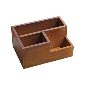 Porte-stylos carré en bois d'acacia, vase de table, design moderne réglable pour la papeterie de bureau - Product Image 6