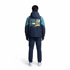 Survêtement coupe-vent personnalisé pour homme, en polyester, avec blocs de couleur, à capuche, pour le jogging, les sports de plein air, par Xelent Hunt Gear - Product Image 2