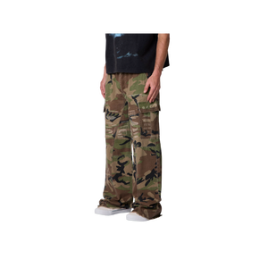 Pantalon cargo camouflage pour homme, taille mi-haute, coupe ample, en denim de coton, style décontracté été/hiver, respirant avec plusieurs poches - Product Image 2