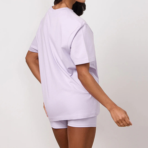 Camiseta de Manga Corta con Cuello Redondo y Logotipo Personalizado al por Mayor para Mujer, Ajuste Holgado, Color Sólido, Tejido Transpirable, Ropa Casual de Primavera - Product Image 5