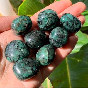 Natural Emerald Oval <b>MOSAIC</b> Smooth Tumbled Stones Green Healing Crystal for Reiki Meditation Energy Decor Wholesale - Product Image 6