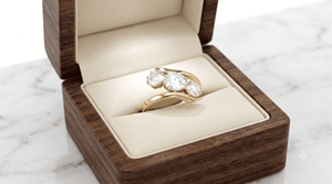 Women's Three <b>Stone</b> 18K 14K Gold Plated Round Brilliant Cut Lab Grown Diamond Engagement Ring Bypass Curved Band Fine Jewelry - Product Image 6