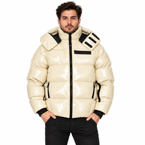Blouson matelassé brillant personnalisé pour homme, vêtement d'extérieur isolant d'hiver avec fermeture éclair pour les acheteurs en gros - Product Image 1