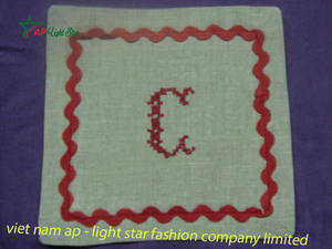 Serviettes de Cocktail Personnalisées en Coton/Lin de Haute Qualité Vietnam VNAP, Design Brodé, Décoration de Mariage, MOQ 50 Pièces - Product Image 2