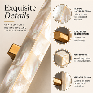 Tirador de Mueble con Incrustaciones de Nácar, Acabado en Latón Dorado, Tirador Decorativo para Puerta, Herraje para Muebles - Product Image 4