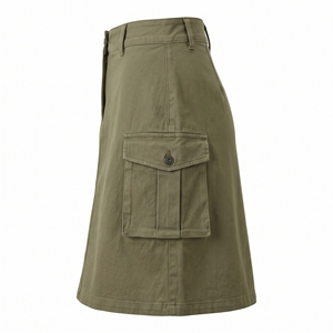 Jupe mi-mollet décontractée en jean uni pour femme, style cargo avec poches, collection printemps-été, OEM ODM, vente en gros, personnalisation du logo, faible MOQ - Product Image 4