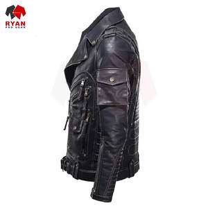 Chaqueta de Cuero para Hombre, Elegante, de Color Sólido, Alta Calidad, Marca Personalizada, Fabricante OEM ODM - Product Image 3