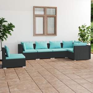 Conjunto de Muebles de Jardín de Ratán PE Negro con Acero con Recubrimiento en Polvo, Colección de Muebles Duraderos para Exteriores - Product Image 1