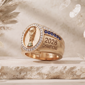 Soccer Champion Ring 2026, Moissanite 14K Gold Championship Jewelry, Football <b>Trophy</b> Inspired Ring, Sports Fan Collectible - Product Image 3