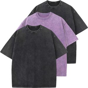 Camiseta unisex de corte holgado con hombros caídos, estilo casual, efecto lavado, teñido liso, tejido de punto transpirable. - Product Image 6