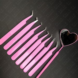 Juego de Pinzas para Pestañas de Acero Inoxidable de 8 Piezas en Rosa Intenso, Herramientas de Belleza de Alta Calidad para una Aplicación Precisa de Extensiones de Pestañas - Product Image 5
