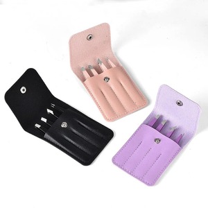 Ensemble de 4 pinces à épiler pour sourcils en acier inoxydable rose personnalisées, étui moderne, pointes pointues et droites, légères et durables - Product Image 5