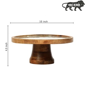 Support à gâteau en bois avec motif floral, fait main, non toxique, ensemble de présentation de desserts, 2 pièces, lavage à la main uniquement - Product Image 6