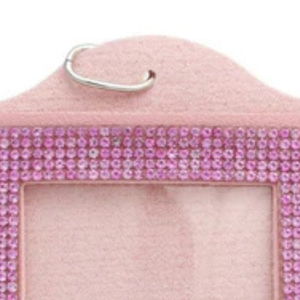 AKA Pink Rhinestone <b>ID</b> Badge Holder Pink & Green Bling Name <b>Tag</b> Holder with Clear Window Sorority Accessory - Product Image 3