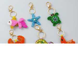 Unique Hand Stitched Embroidery Beaded Keychain Cat Design Featuring Colorful Beads Artistic Floral Elegant Handmade Finish - Product Image 2