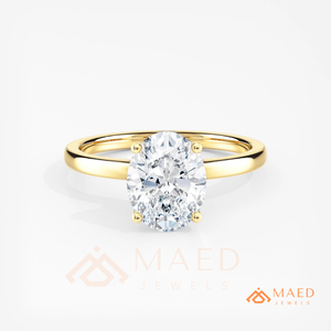 Moissanite Oval <b>Solitaire</b> <b>Ring</b> for Women Gold Tone Engagement Anniversary Jewelry Elegant Daily Wear Style - Product Image 5