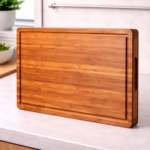 Grande planche à découper en bambou de qualité supérieure avec rainure pour les jus, épaisse, rectangulaire, passe au lave-vaisselle, non toxique pour la cuisine - Product Image 1
