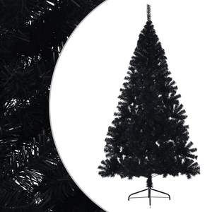Semi-sapin de Noël artificiel en PVC noir de 1,80 m avec support – Décoration festive pour les fêtes - Product Image 2