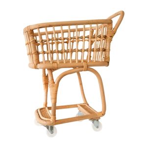 Chariot de courses pour enfants en rotin naturel fait main de qualité supérieure, chariot de jeu en osier avec roues pour enfants, jouet de simulation, vente en gros - Product Image 2