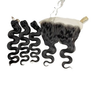 Alta calidad 100% crudo sin procesar cuerpo ondulado trama extensiones de cabello humano cutícula alineada grado 12A tejido virgen negro - Product Image 1