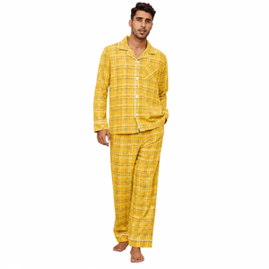 Conjunto de Pijama de Franela a Cuadros para Hombre, Manga Larga, 100% Algodón, Suave, Informal para Otoño, con Bolsillos, Lavable a Máquina, de Alta Calidad, 2 Piezas - Product Image 2