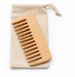 Natural Wooden Eco-Friendly Wide Tooth Handmade Anti-Static Detangling Hair Comb for Curly Thick Hair and Salon Use - Product Image 1
