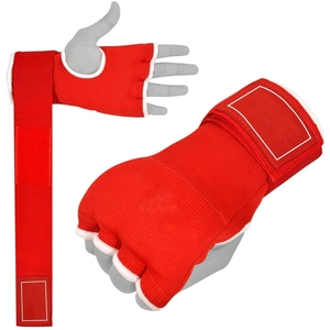 gel padded easy Hand <b>Wraps</b> & Inner Gloves red with <b>white</b> trimming - Product Image 1