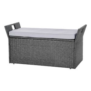 Panca Contenitore da Esterno per 2 Persone, Box da 40 Galloni con Rattan PE e Cuscino, Supporta 180 kg, Panche da Patio - Product Image 3