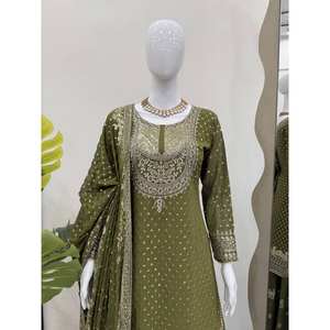 Ensemble de costumes de soirée pour femmes de designer avec fil et séquence de travail Vêtement de soirée élégant - Product Image 3