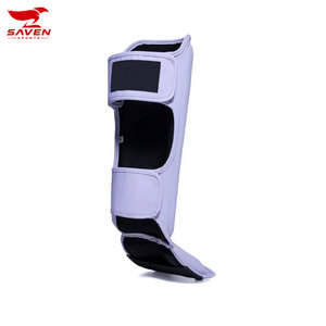 Protège-tibias réglables en cuir synthétique de haute qualité pour entraînement Muay Thai MMA avec fermeture auto-agrippante – Vente en gros - Product Image 2