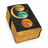 Carnet de notes vintage Soleil et Lune en cuir véritable fait main, relié à la main, couverture rigide de haute qualité, 100 feuilles, cadeau
