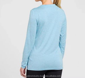 Camiseta Informal para Mujer, Cuello en V, Manga Larga, Cómoda, Invierno, Verano, a la Moda, Precio Razonable - Product Image 4