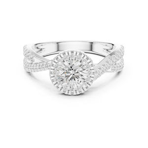 Anillo de Compromiso de Oro Blanco de 14K con Diamante Cultivado en Laboratorio, Corte Redondo, para Mujer |   Diamante Cultivado Nuevo - Product Image 1