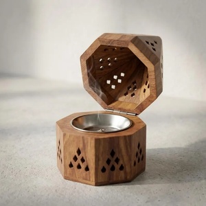 Quemador de Incienso Tradicional de Sándalo, Difusor Aromático, Caja Hexagonal de Madera con Recipiente de Metal, Uso en Todas las Estaciones - Product Image 4