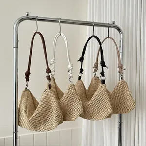 Bolso de Paja Trenzado Hecho a Mano, Gran Capacidad, Bolso de Hombro de Verano para Playa, Bolso de Moda para Mujeres y Niñas, Bolso Tote de Ratán Tejido para Damas - Product Image 6