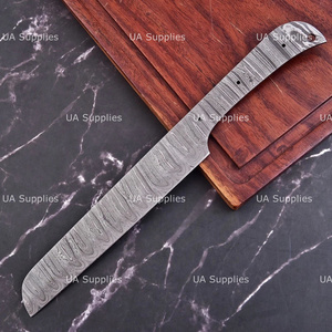 Cuchillo de Acero de Damasco Forjado a Mano de 13 Pulgadas con Punta Caída, Hoja de 0.5mm de Grosor, Hoja Lisa de Espiga Completa para Fabricación de Cuchillos DIY - Product Image 6