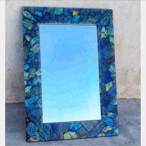 Cadre de miroir en pierre de labradorite élégante, pierre précieuse naturelle |   Miroir mural décoratif en mosaïque multi-éclats pour la décoration intérieure, vente en gros Inde - Product Image 3