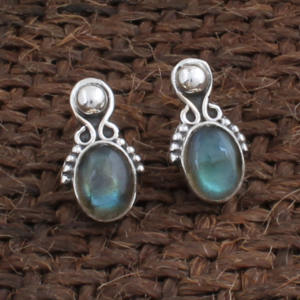 ต่างหูลาบราดอไรต์ธรรมชาติแบบขายส่ง ต่างหูเงินแท้ 925 ประดับพลอยสำหรับผู้หญิง เครื่องประดับคุณภาพดี ราคาโรงงาน - Product Image 3