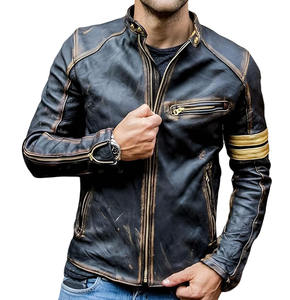 Blouson court en cuir véritable pour homme avec col montant, style Tea Core Horse, design matelassé, service OEM - Product Image 1