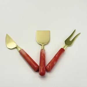 Nuevo Juego de Utensilios para Queso de Acero Inoxidable con Mango de Resina, Juego de Utensilios para Queso Chapados en Oro, Utensilios de Cocina, Rebanador y Cuchillo para Queso - Product Image 3