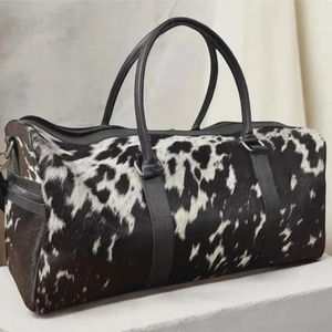 Sac de voyage en cuir véritable avec fermeture éclair, sac de voyage unisexe multifonctionnel, vintage, grande capacité, durable - Product Image 1