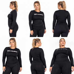 <b>Women's</b> Plus Size Slim Fit T Shirt Yoga Wear Long Sleeve Tee <b>Women's</b> Printed Body Shaper Tee <b>Top</b> Cotton Polyester Crew Neck Tee - Product Image 5