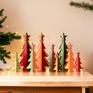 Multicolor Wooden Christmas Tree Set for Home Decor Table Display Festive Holiday <b>Decoration</b> And Gift for <b>Winter</b> Celebration - Product Image 2
