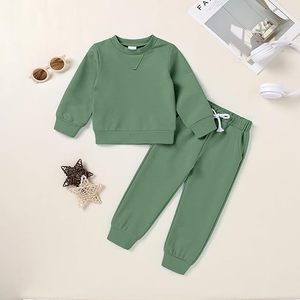 ชุดเสื้อผ้าเด็กแบบ unisex แขนยาว สีพื้น กางเกงขายาว ชุด 2 ชิ้น สำหรับฤดูหนาว ชุดเด็กวัยหัดเดิน ผ้าโพลีเอสเตอร์/ผ้าฝ้าย/ผ้าฟลีซ - Product Image 2