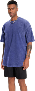 T-shirt formel pour homme 100% coton, lavage à l'acide, couleur unie, 220 GSM, coupe classique, personnalisable, haute qualité, vente en gros - Product Image 4